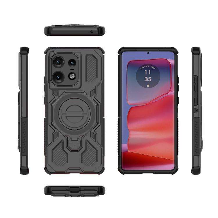 For Motorola Edge 50 Pro 5G Global J-20 Solid Color MagSafe Magnetic TPU+PC Phone Case(Black)