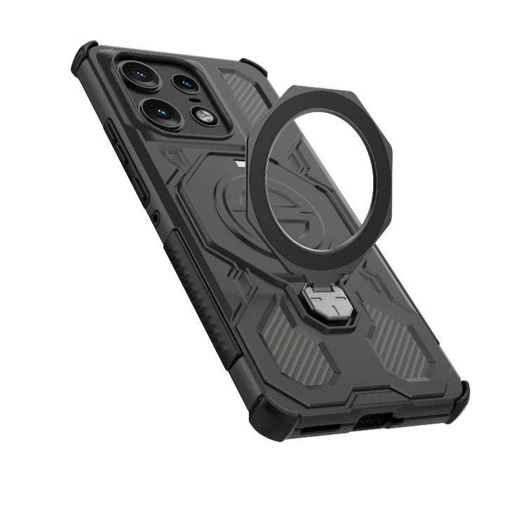 For Motorola Edge 50 Pro 5G Global J-20 Solid Color MagSafe Magnetic TPU+PC Phone Case(Black)