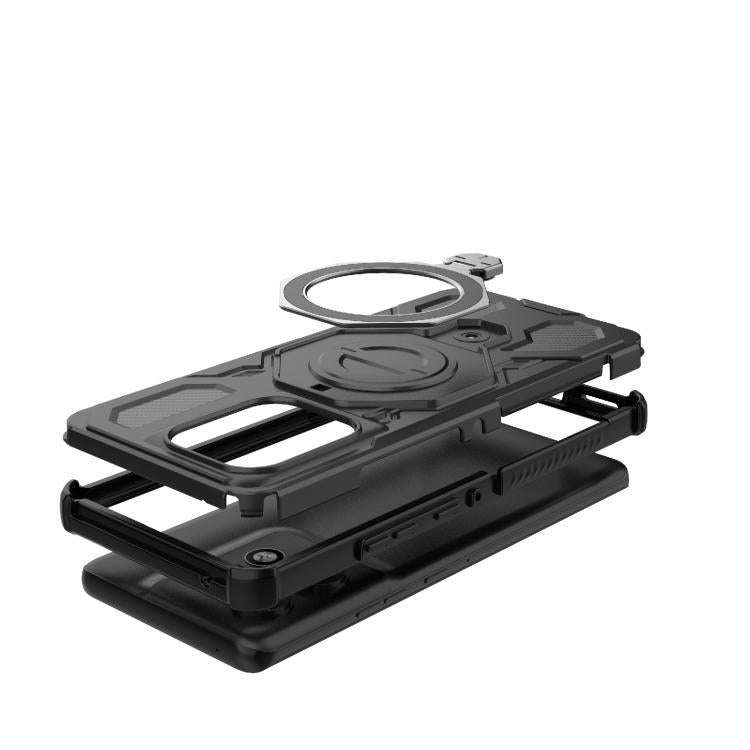 For Motorola Edge 50 Pro 5G Global J-20 Solid Color MagSafe Magnetic TPU+PC Phone Case(Black)