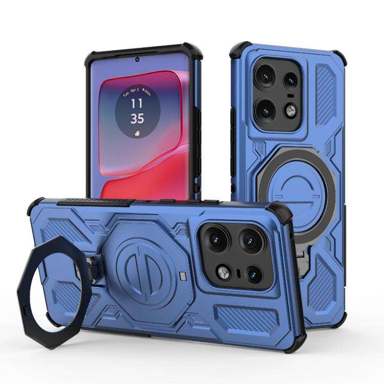 For Motorola Edge 50 Pro 5G Global J-20 Solid Color MagSafe Magnetic TPU+PC Phone Case(Blue)