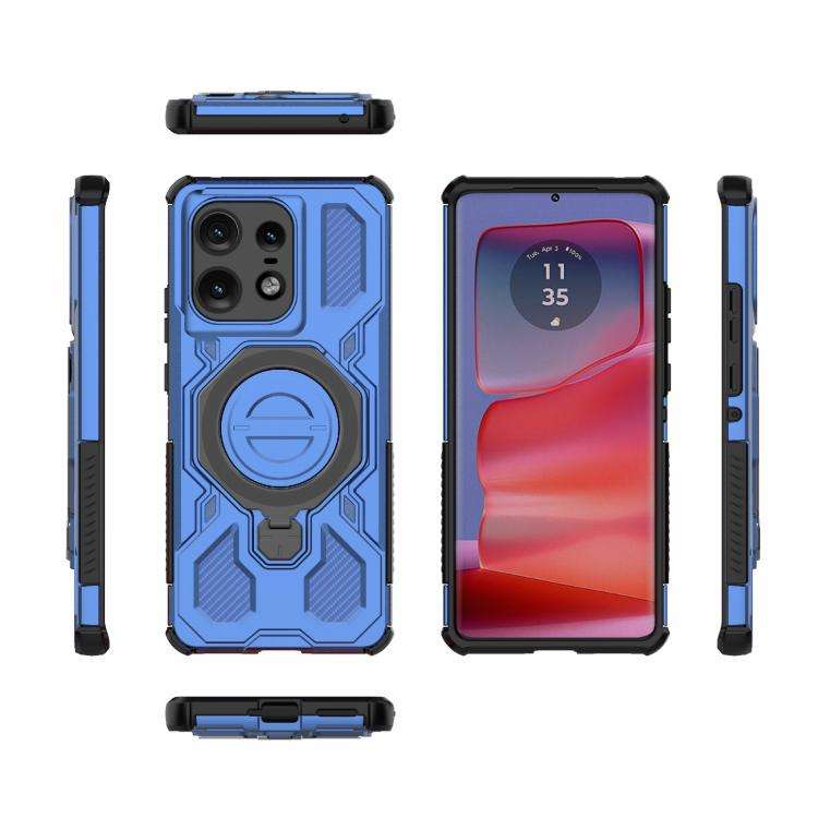 For Motorola Edge 50 Pro 5G Global J-20 Solid Color MagSafe Magnetic TPU+PC Phone Case(Blue)
