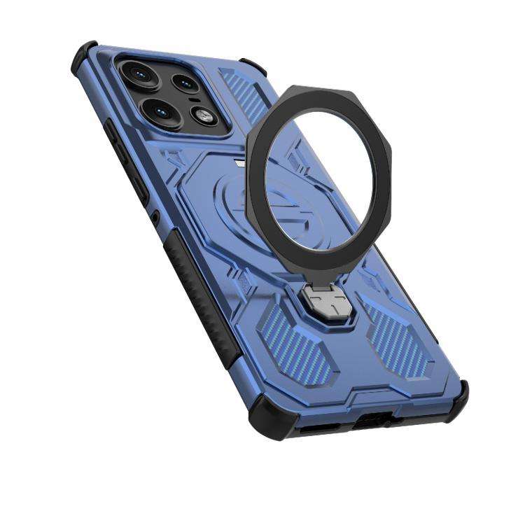 For Motorola Edge 50 Pro 5G Global J-20 Solid Color MagSafe Magnetic TPU+PC Phone Case(Blue)