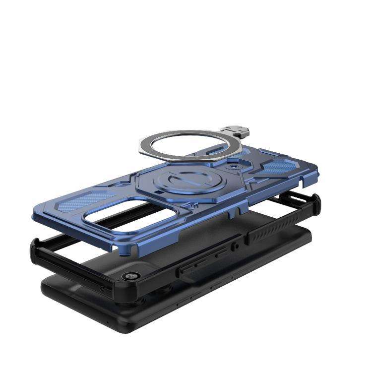For Motorola Edge 50 Pro 5G Global J-20 Solid Color MagSafe Magnetic TPU+PC Phone Case(Blue)