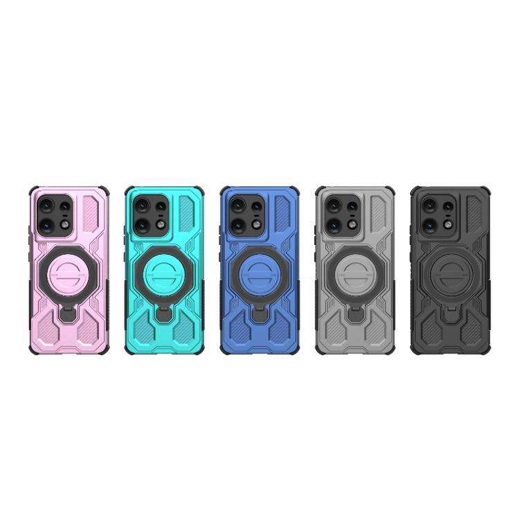 For Motorola Edge 50 Pro 5G Global J-20 Solid Color MagSafe Magnetic TPU+PC Phone Case(Blue)
