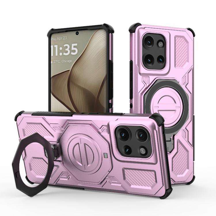 For Motorola Edge 50 5G Global J-20 Solid Color MagSafe Magnetic TPU+PC Phone Case(Pink)