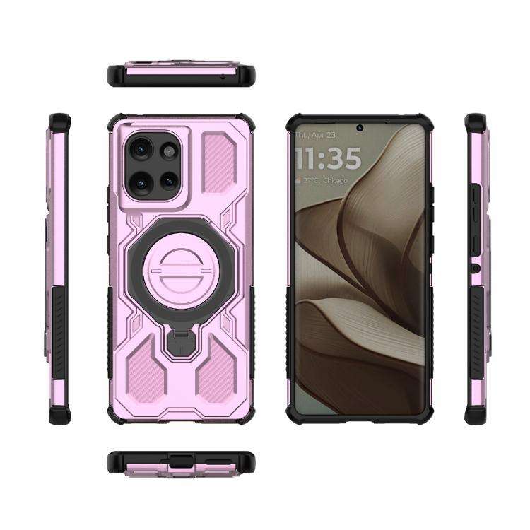 For Motorola Edge 50 5G Global J-20 Solid Color MagSafe Magnetic TPU+PC Phone Case(Pink)