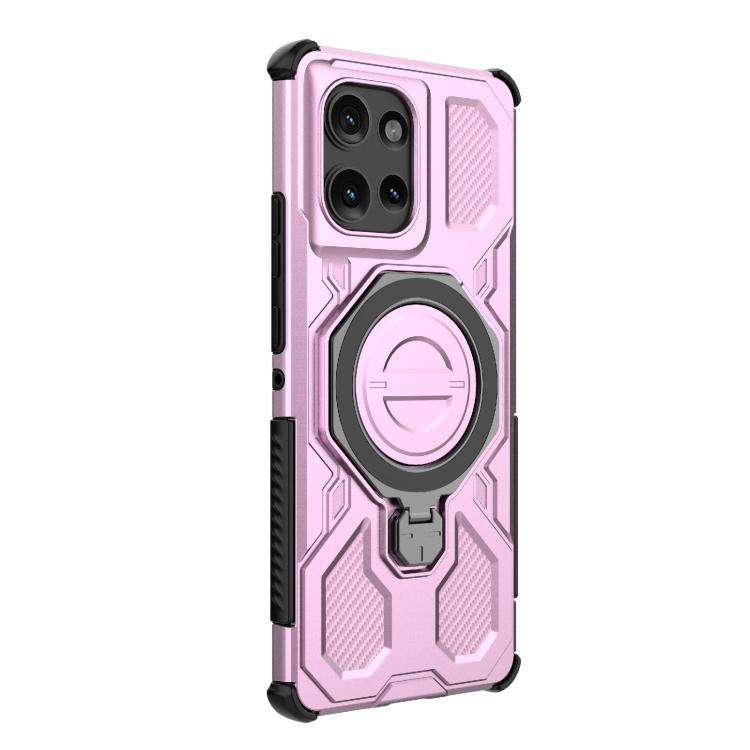 For Motorola Edge 50 5G Global J-20 Solid Color MagSafe Magnetic TPU+PC Phone Case(Pink)