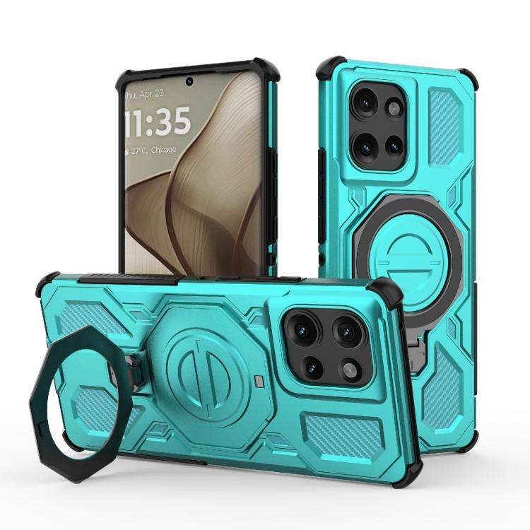 For Motorola Edge 50 5G Global J-20 Solid Color MagSafe Magnetic TPU+PC Phone Case(Lake Blue)