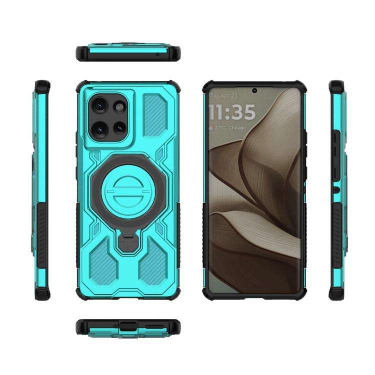For Motorola Edge 50 5G Global J-20 Solid Color MagSafe Magnetic TPU+PC Phone Case(Lake Blue)