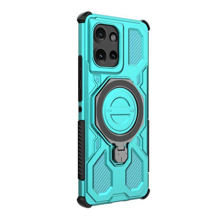 For Motorola Edge 50 5G Global J-20 Solid Color MagSafe Magnetic TPU+PC Phone Case(Lake Blue)