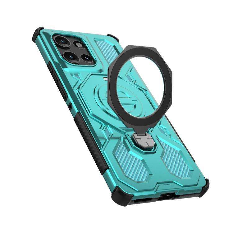 For Motorola Edge 50 5G Global J-20 Solid Color MagSafe Magnetic TPU+PC Phone Case(Lake Blue)