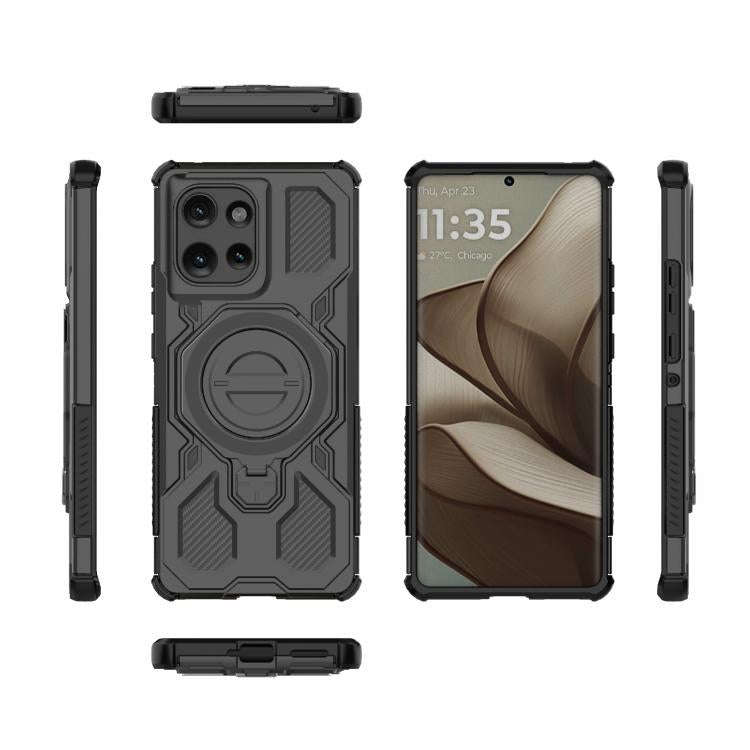 For Motorola Edge 50 5G Global J-20 Solid Color MagSafe Magnetic TPU+PC Phone Case(Black)
