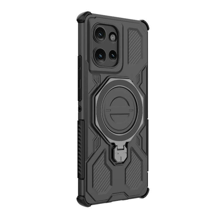 For Motorola Edge 50 5G Global J-20 Solid Color MagSafe Magnetic TPU+PC Phone Case(Black)