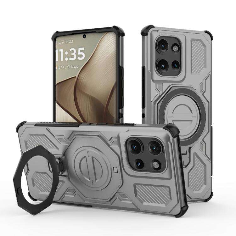 For Motorola Edge 50 5G Global J-20 Solid Color MagSafe Magnetic TPU+PC Phone Case(Grey)