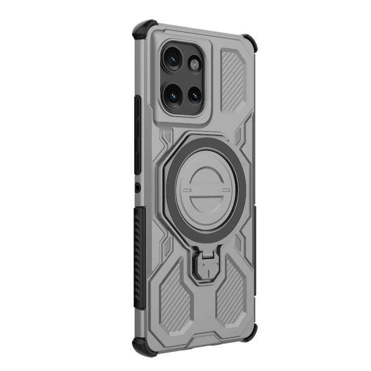 For Motorola Edge 50 5G Global J-20 Solid Color MagSafe Magnetic TPU+PC Phone Case(Grey)