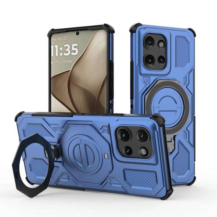 For Motorola Edge 50 5G Global J-20 Solid Color MagSafe Magnetic TPU+PC Phone Case(Blue)