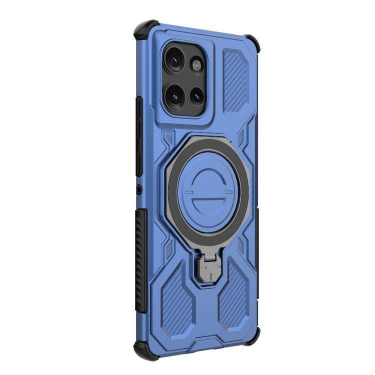 For Motorola Edge 50 5G Global J-20 Solid Color MagSafe Magnetic TPU+PC Phone Case(Blue)