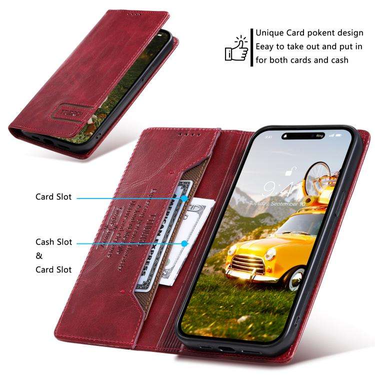For Motorola Edge 60 Pro TTUDRCH RFID Retro Texture Magnetic Leather Phone Case(Red)
