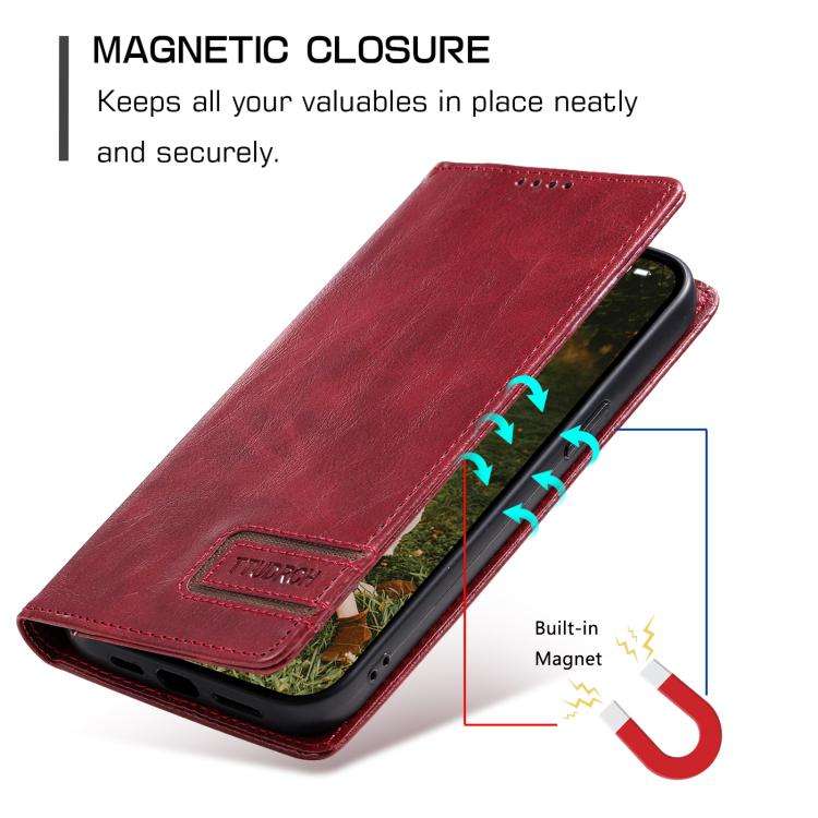 For Motorola Edge 60 Pro TTUDRCH RFID Retro Texture Magnetic Leather Phone Case(Red)