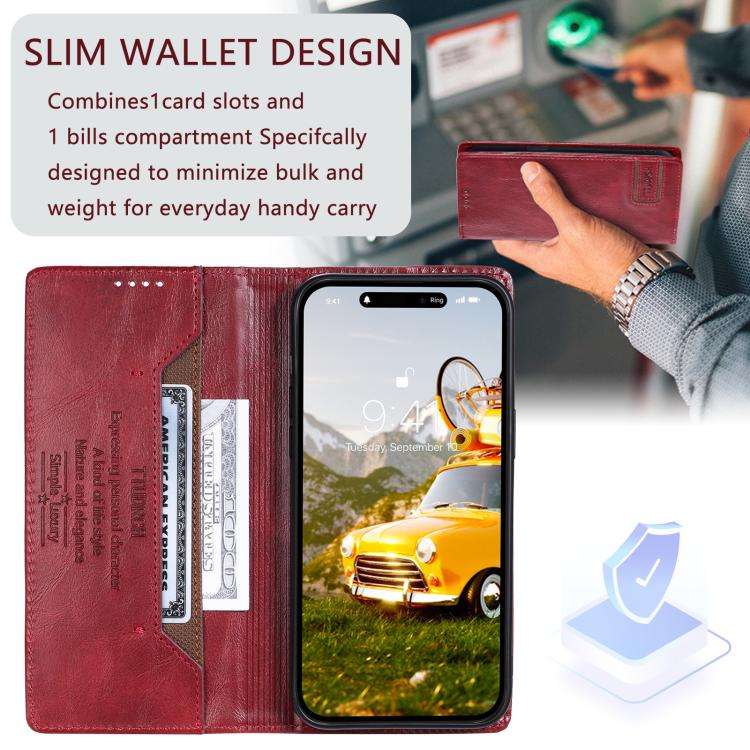For Motorola Edge 60 Pro TTUDRCH RFID Retro Texture Magnetic Leather Phone Case(Red)