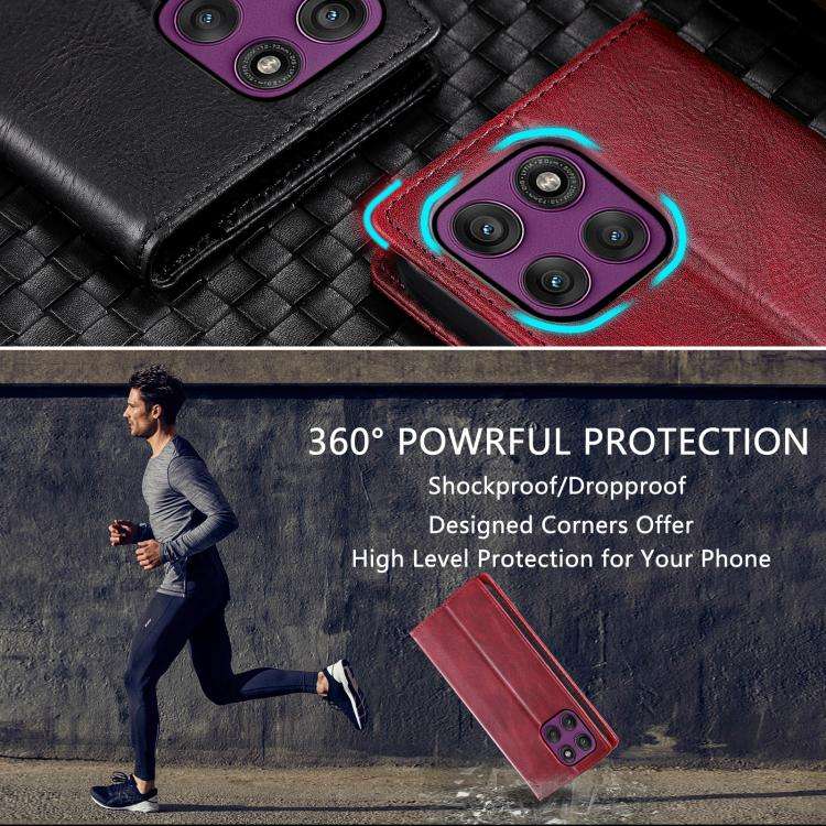 For Motorola Edge 60 Pro TTUDRCH RFID Retro Texture Magnetic Leather Phone Case(Red)
