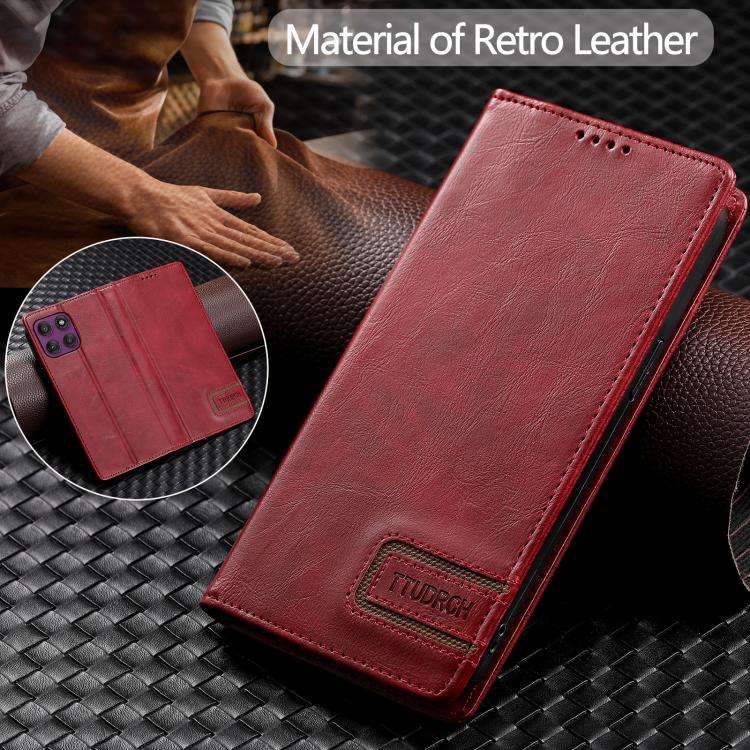 For Motorola Edge 60 Pro TTUDRCH RFID Retro Texture Magnetic Leather Phone Case(Red)