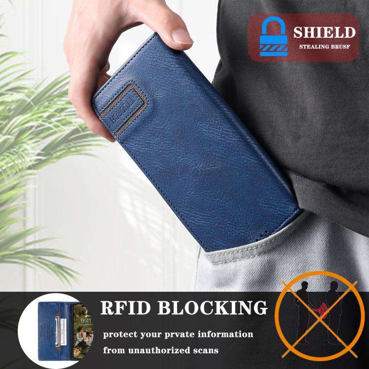 For Motorola Edge 60 Pro TTUDRCH RFID Retro Texture Magnetic Leather Phone Case(Blue)