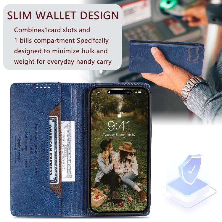 For Motorola Edge 60 Pro TTUDRCH RFID Retro Texture Magnetic Leather Phone Case(Blue)