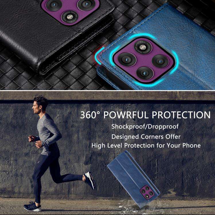 For Motorola Edge 60 Pro TTUDRCH RFID Retro Texture Magnetic Leather Phone Case(Blue)