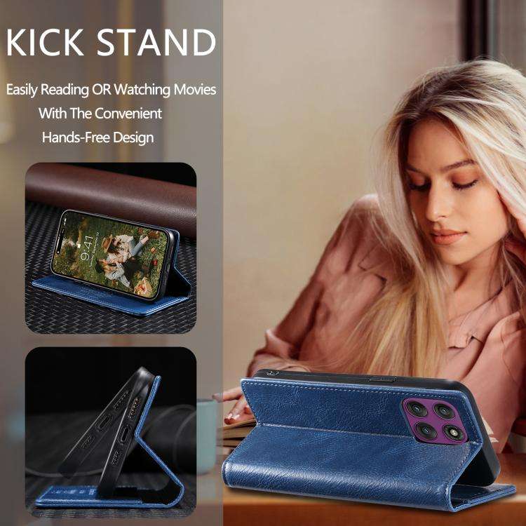 For Motorola Edge 60 Pro TTUDRCH RFID Retro Texture Magnetic Leather Phone Case(Blue)