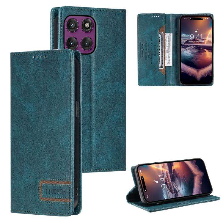 For Motorola Edge 60 Pro TTUDRCH RFID Retro Texture Magnetic Leather Phone Case(Greem)