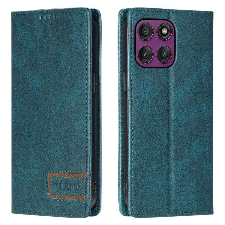 For Motorola Edge 60 Pro TTUDRCH RFID Retro Texture Magnetic Leather Phone Case(Greem)