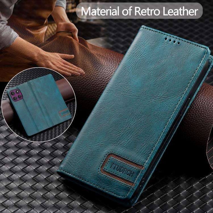 For Motorola Edge 60 Pro TTUDRCH RFID Retro Texture Magnetic Leather Phone Case(Greem)