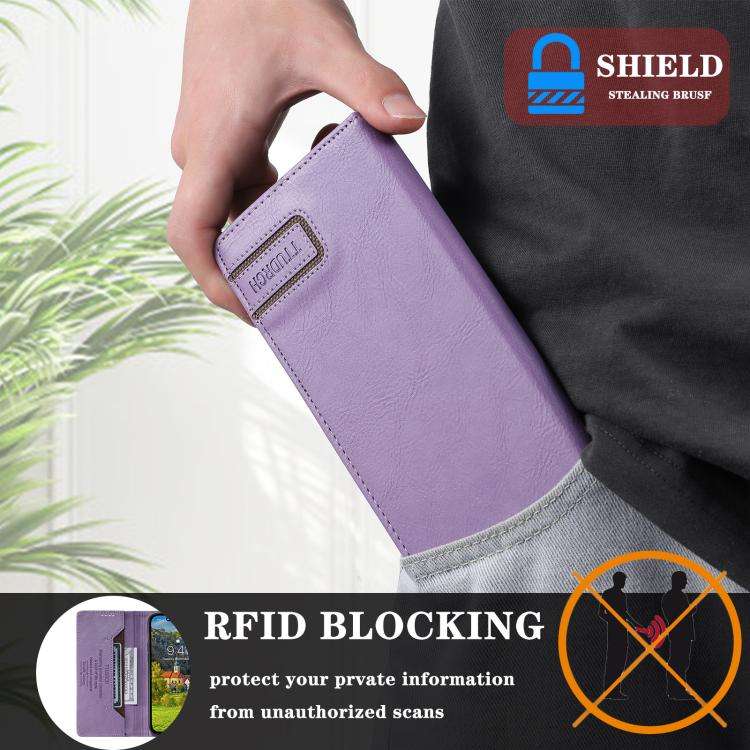 For Motorola Edge 60 Pro TTUDRCH RFID Retro Texture Magnetic Leather Phone Case(Purple)