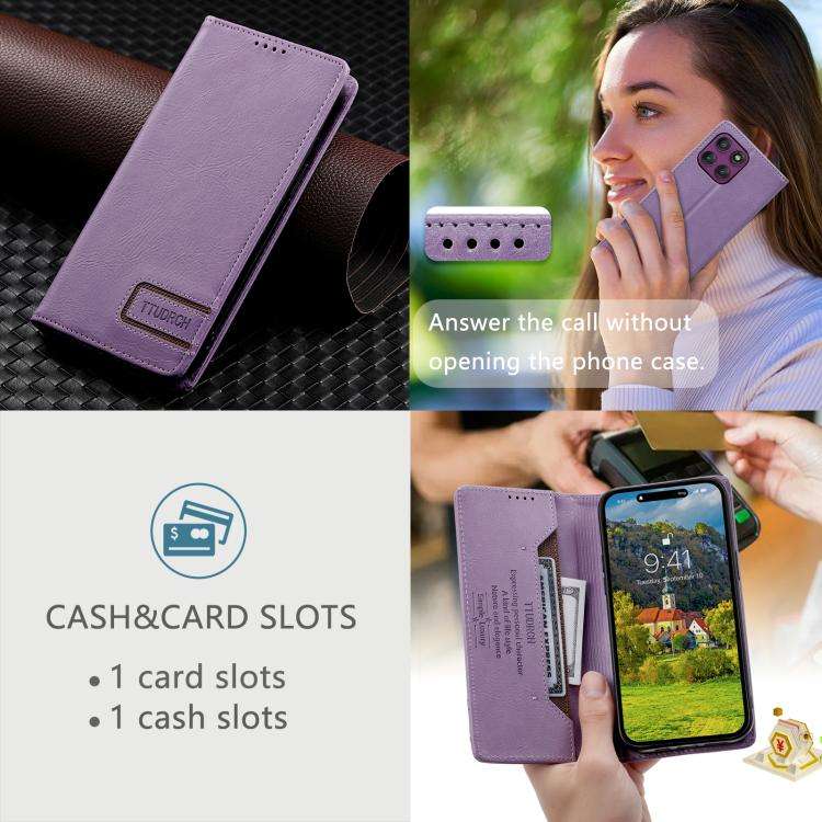 For Motorola Edge 60 Pro TTUDRCH RFID Retro Texture Magnetic Leather Phone Case(Purple)