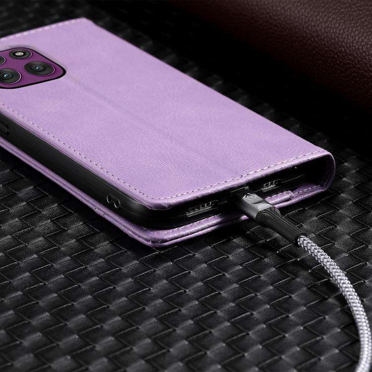 For Motorola Edge 60 Pro TTUDRCH RFID Retro Texture Magnetic Leather Phone Case(Purple)