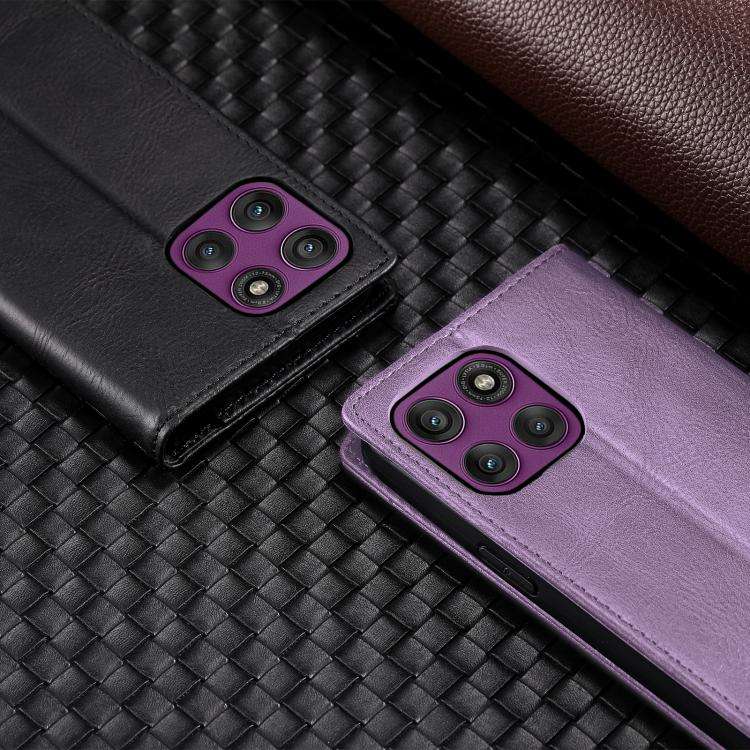 For Motorola Edge 60 Pro TTUDRCH RFID Retro Texture Magnetic Leather Phone Case(Purple)