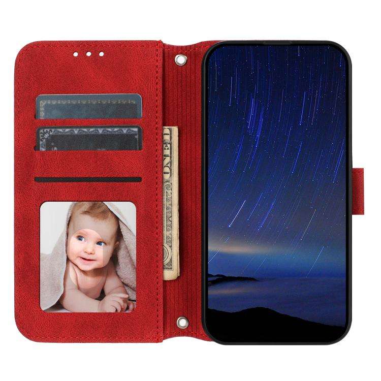 For Huawei Pura 80 Ultra 5G Embossed Stripes Skin Feel Leather Phone Case(Red)