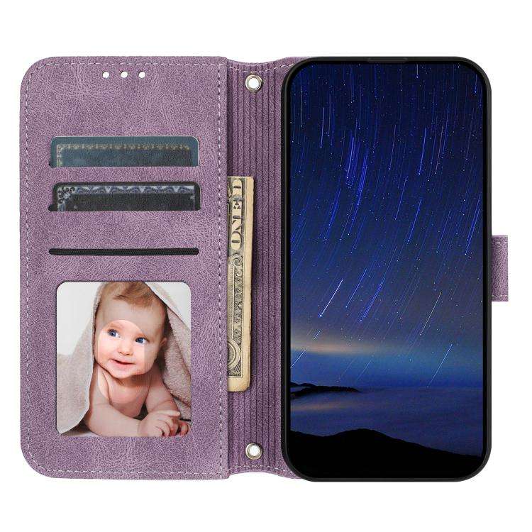 For Huawei Pura 80 Ultra 5G Embossed Stripes Skin Feel Leather Phone Case(Light Purple)