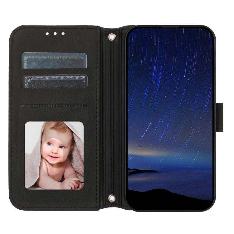 For Huawei Pura 80 Ultra 5G Embossed Stripes Skin Feel Leather Phone Case(Black)