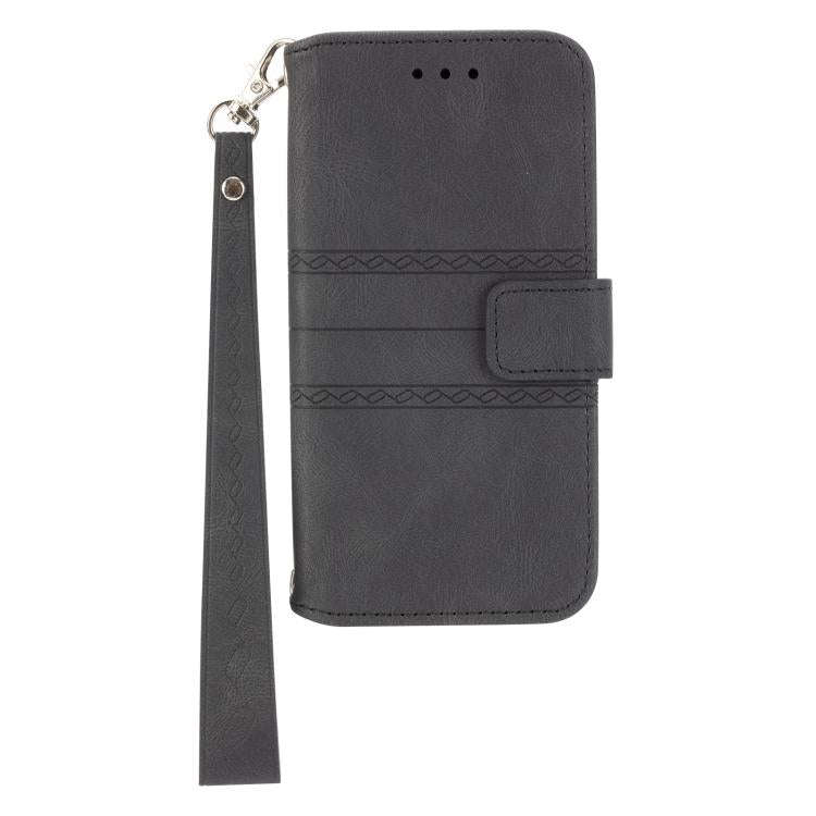 For Huawei Pura 80 Pro 5G / 80 Pro+ 5G Embossed Stripes Skin Feel Leather Phone Case(Black)