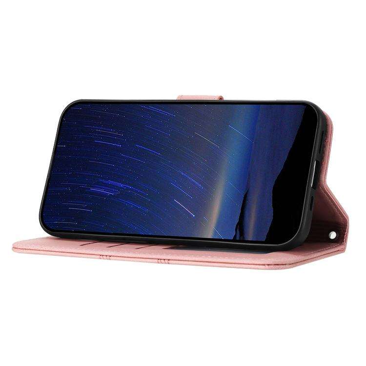 For Huawei Pura 80 5G Embossed Stripes Skin Feel Leather Phone Case(Pink)