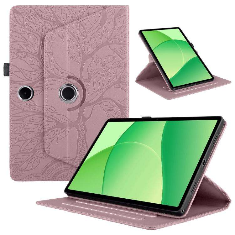 For OPPO Pad SE Tree Life Embossed Rotation Leather Tablet Case(Rose Gold)