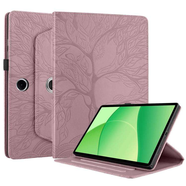 For OPPO Pad SE Tree Life Embossed Rotation Leather Tablet Case(Rose Gold)