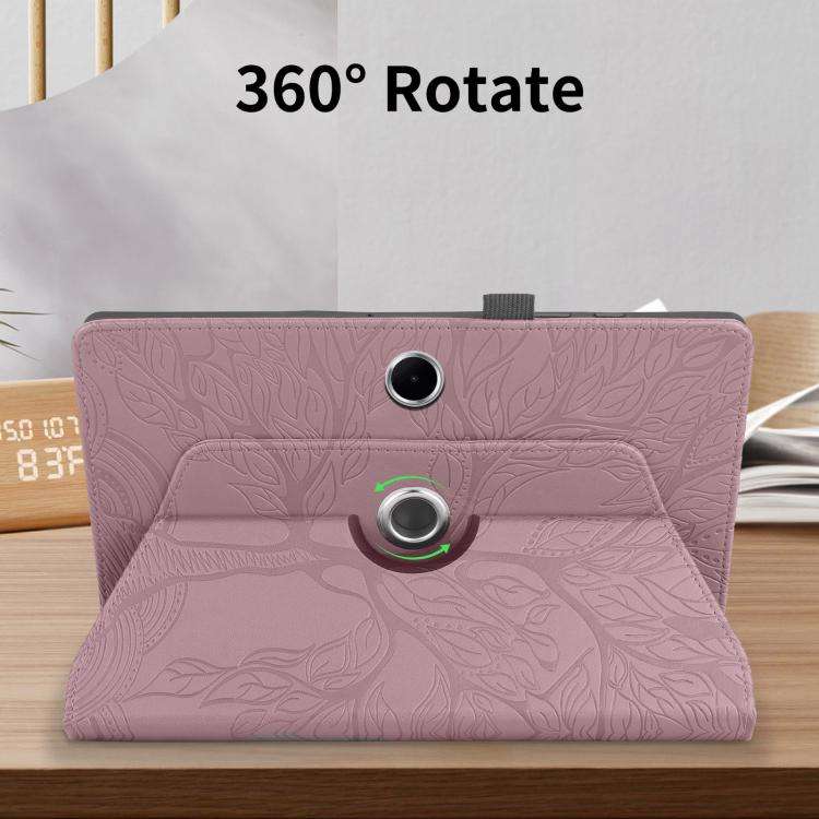 For OPPO Pad SE Tree Life Embossed Rotation Leather Tablet Case(Rose Gold)