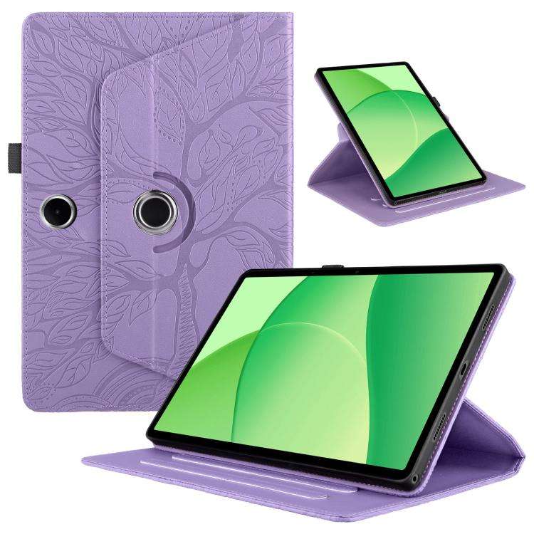 For OPPO Pad SE Tree Life Embossed Rotation Leather Tablet Case(Purple)