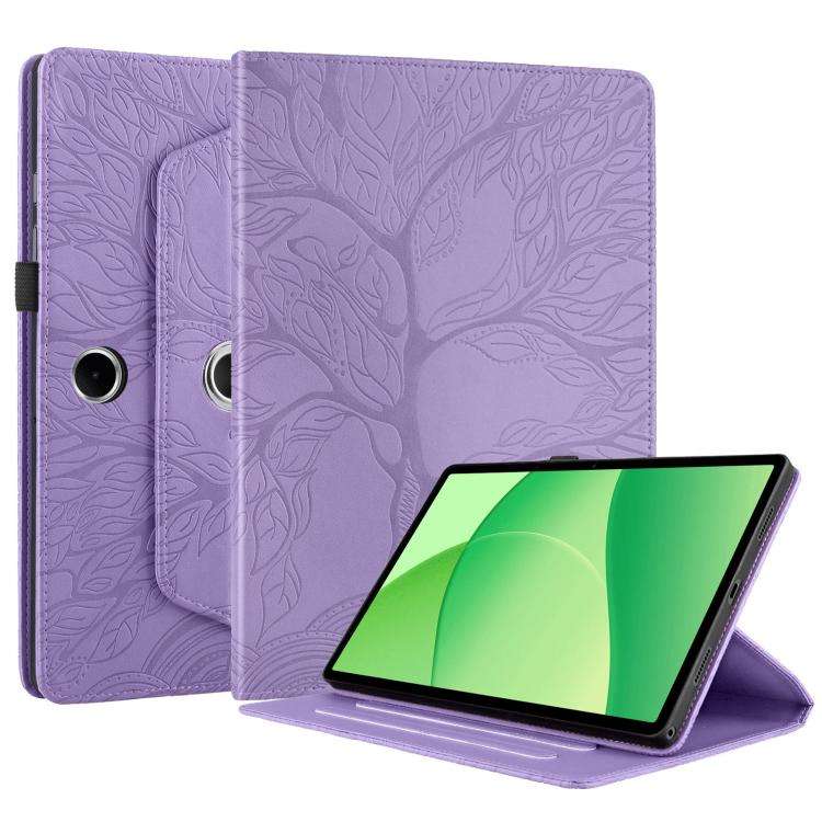 For OPPO Pad SE Tree Life Embossed Rotation Leather Tablet Case(Purple)