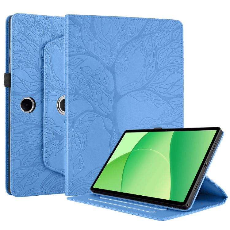 For OPPO Pad SE Tree Life Embossed Rotation Leather Tablet Case(Blue)