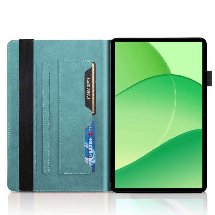 For OPPO Pad SE 11 Tree Life Series Embossed Leather Tablet Case(Lake Blue)