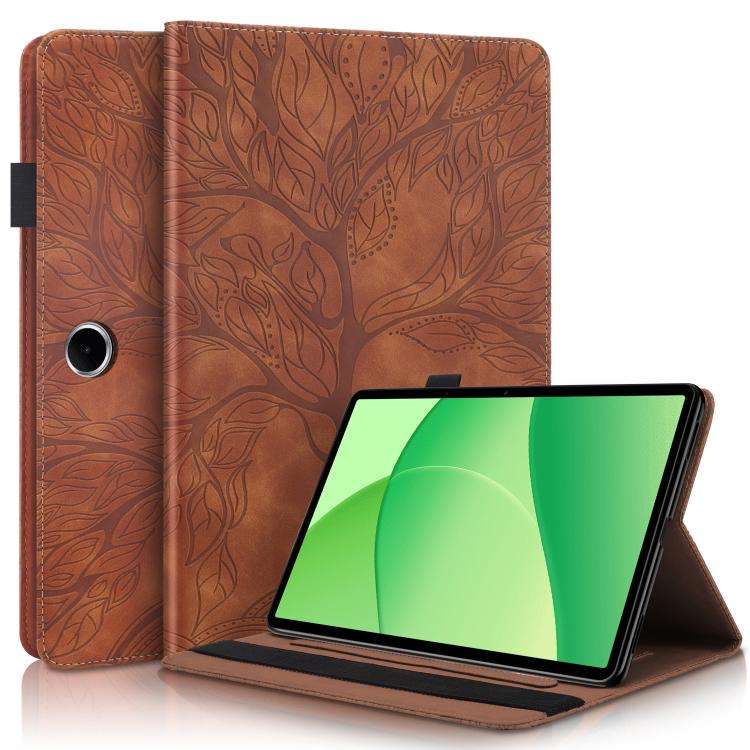 For OPPO Pad SE 11 Tree Life Series Embossed Leather Tablet Case(Brown)